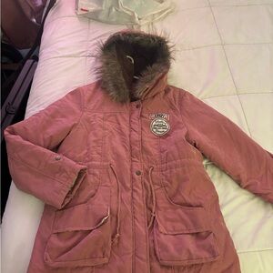 Pink Fur-Trimmed Women's Jacket